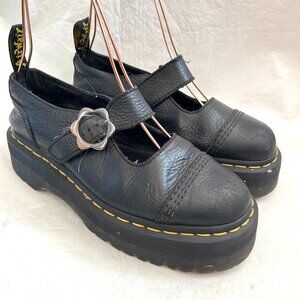 Dr Martens mary janes Addina Flower black leather US womens 7 platform shoes